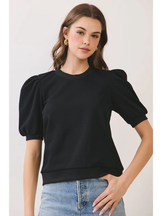 Puffed Sleeves Knit Top