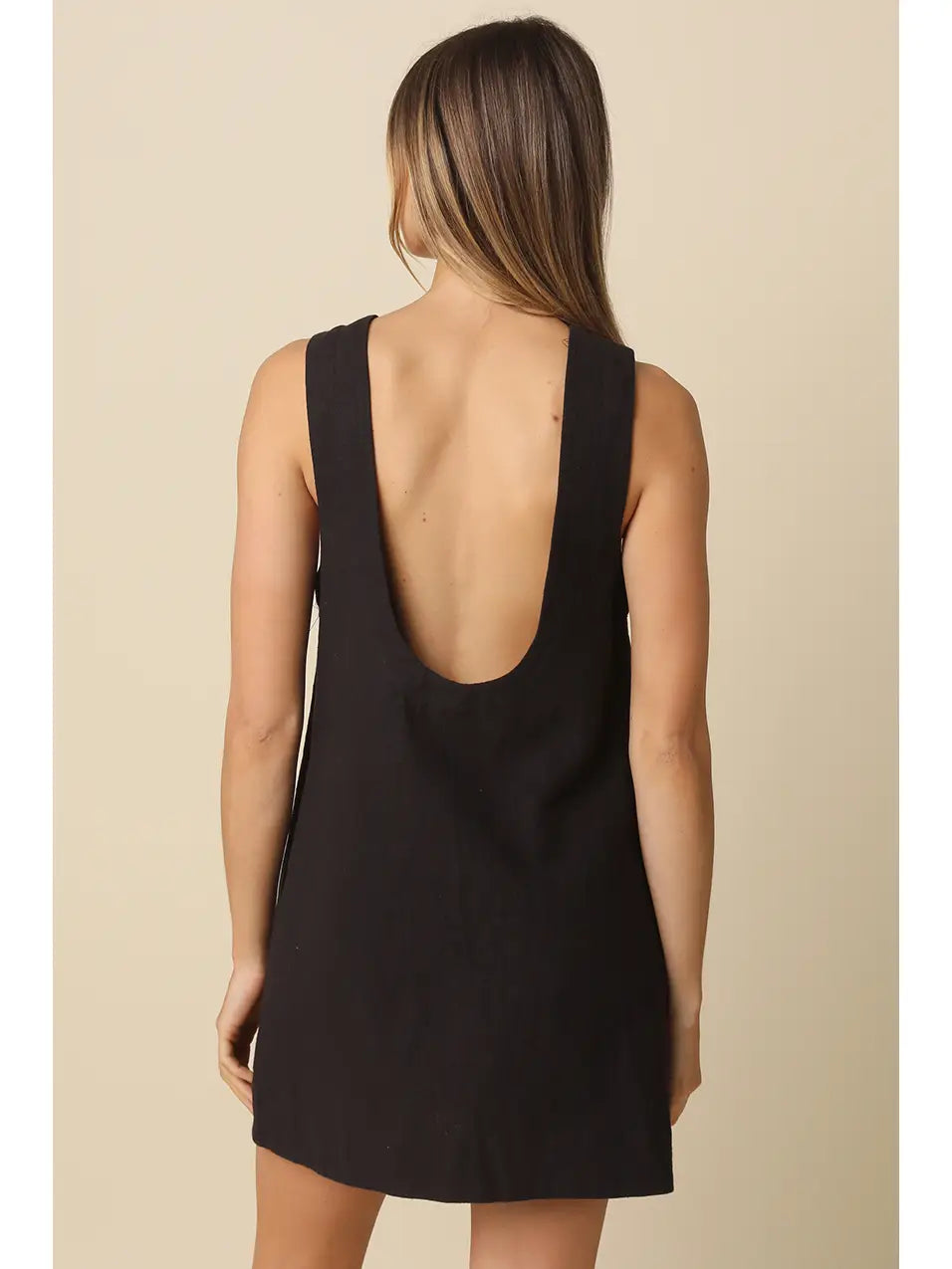Eve Open-Back Mini Dress - Black