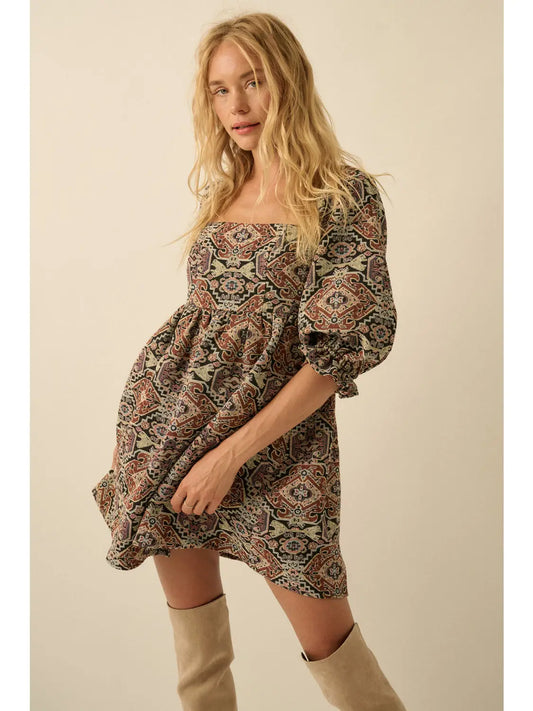 Mia Tapestry Babydoll Dress