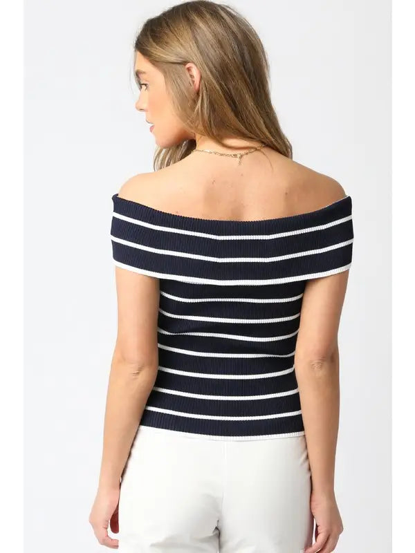 Marina Navy Stripe Knit Top