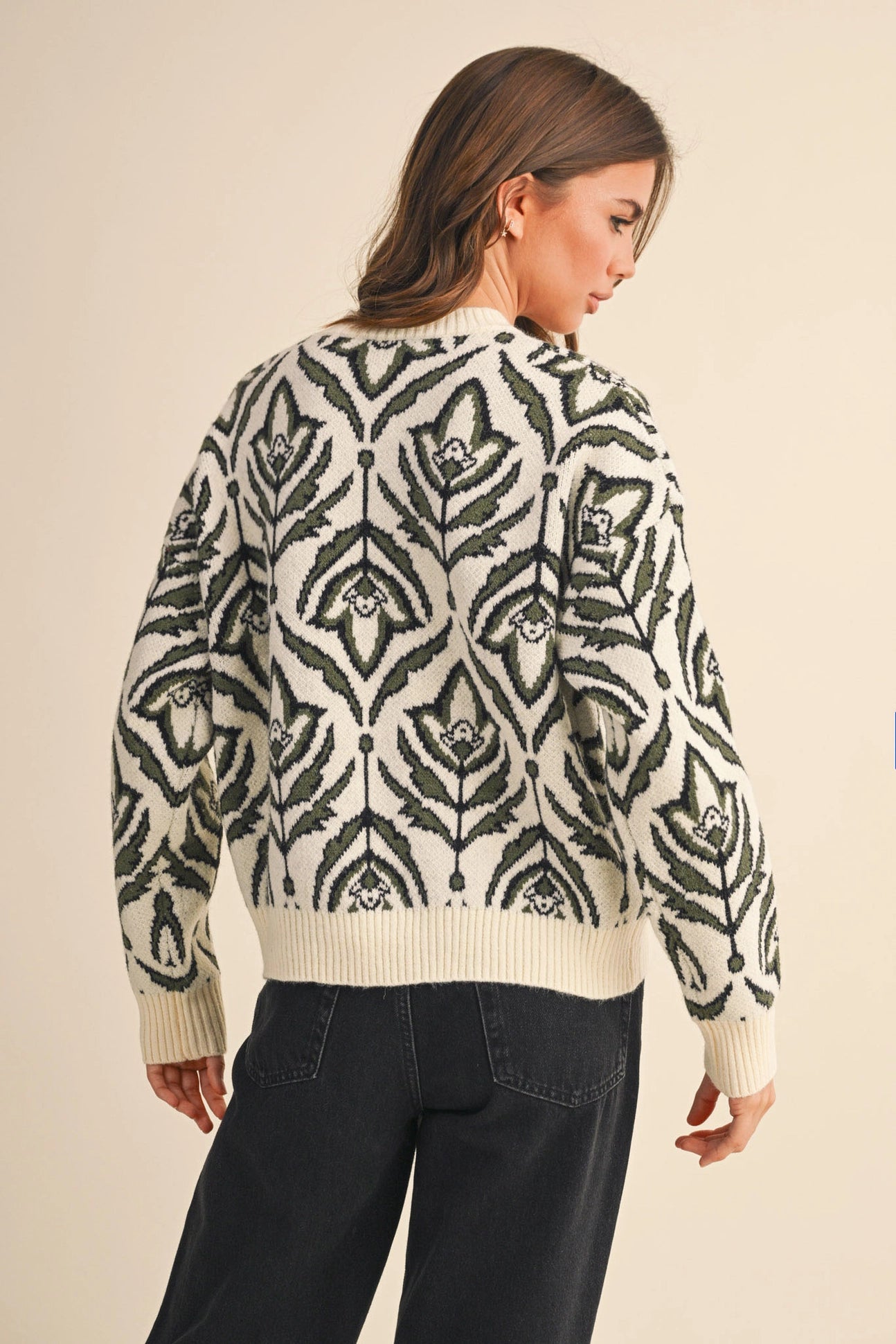 Floral Pattern Knit Sweater