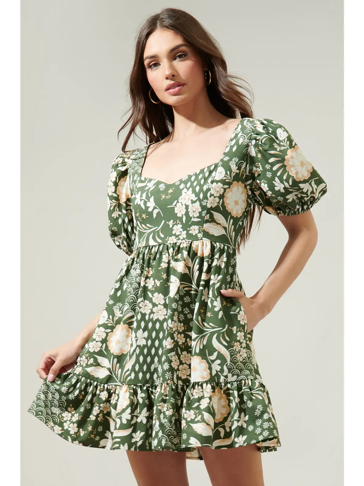 Fernwood Floral Evy Sweetheart Mini Dress