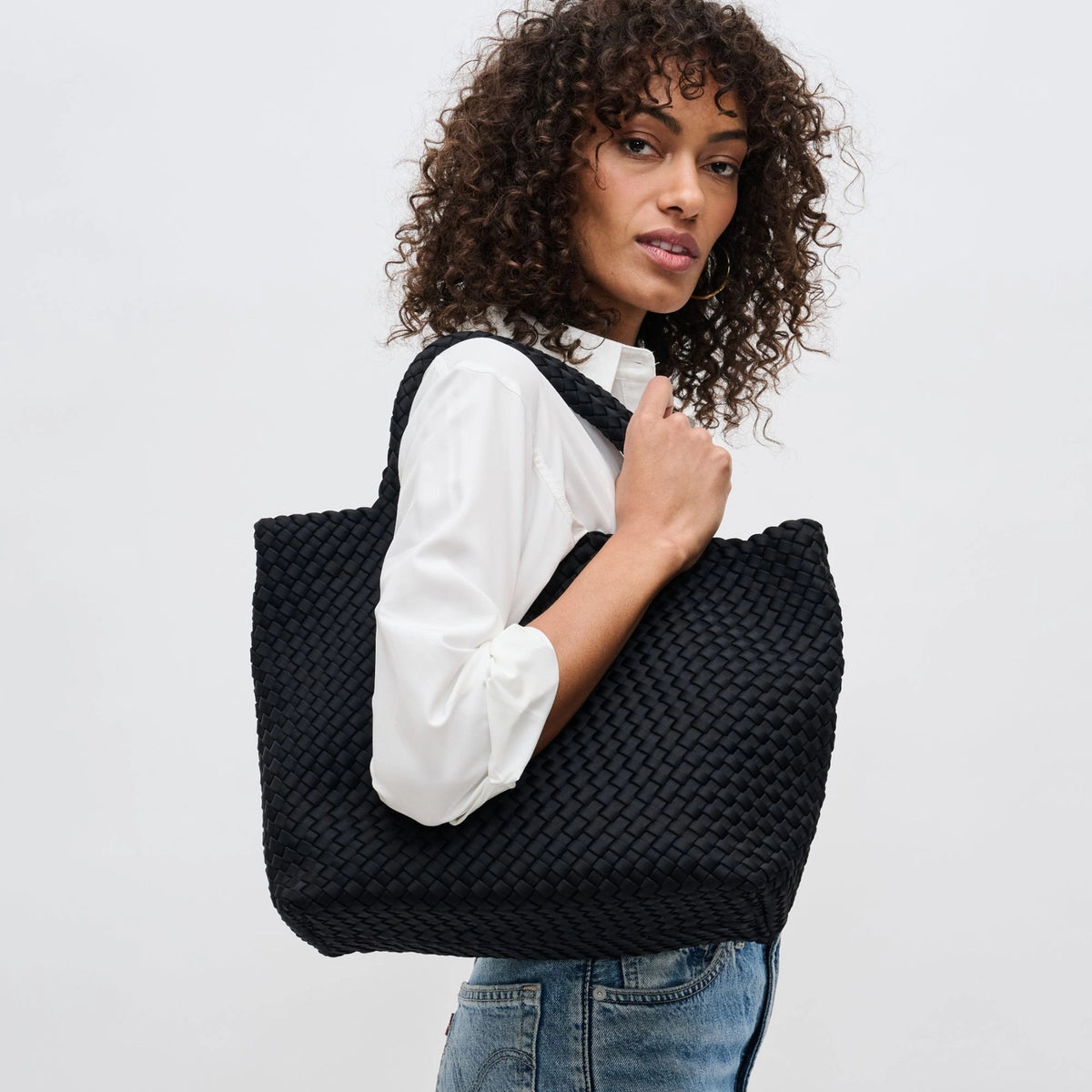 Sky's the Limit - Medium Woven Neoprene Tote - Black