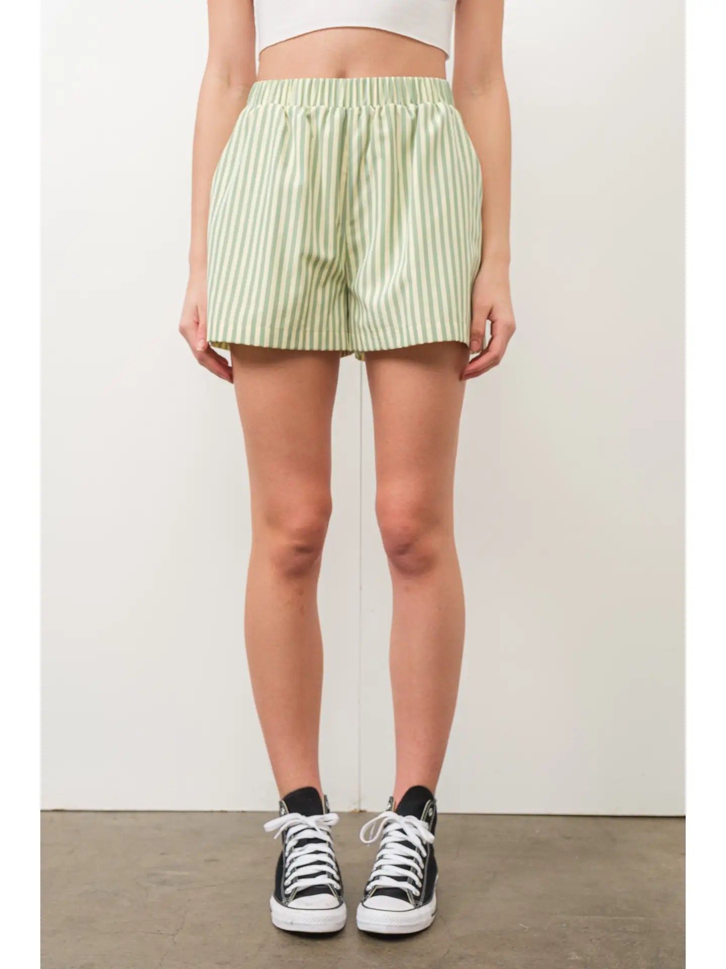 Summer Striped Shorts-Green