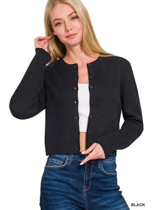Black Crewneck Cardigan