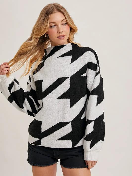 HoundstoothSweater - Black