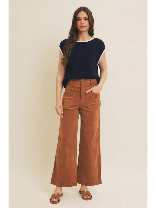 Cozy Chic Wide Leg Corduroy Pants-Mocha