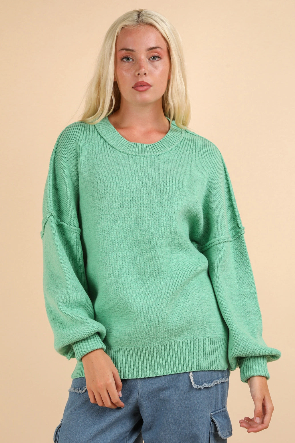 Oversized Solid Sweater(Pink, Blue, Green)