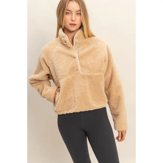 Dori Sherpa Half Snap Jacket with Pockets