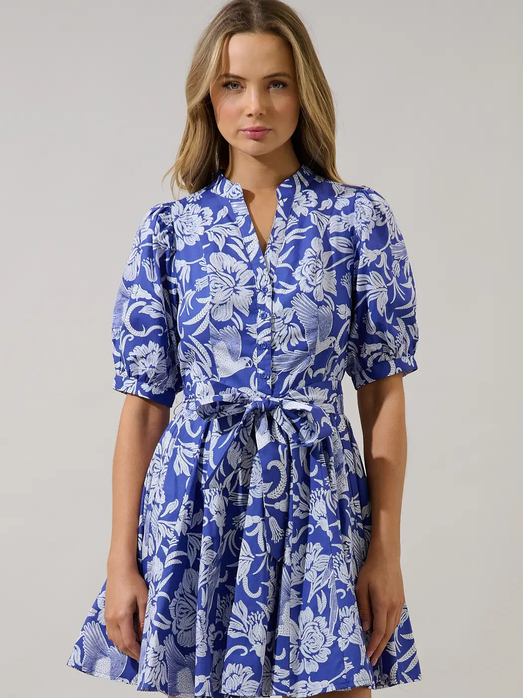 Viry Floral Pleated Mini Dress