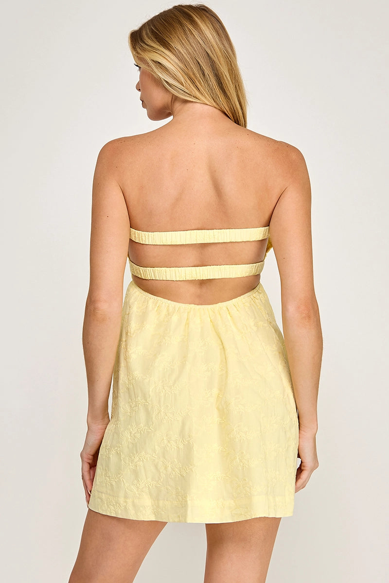 Lemon Twist Embroidered Mini Dress