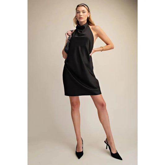 Raquel New Satin Mini Dress - Black