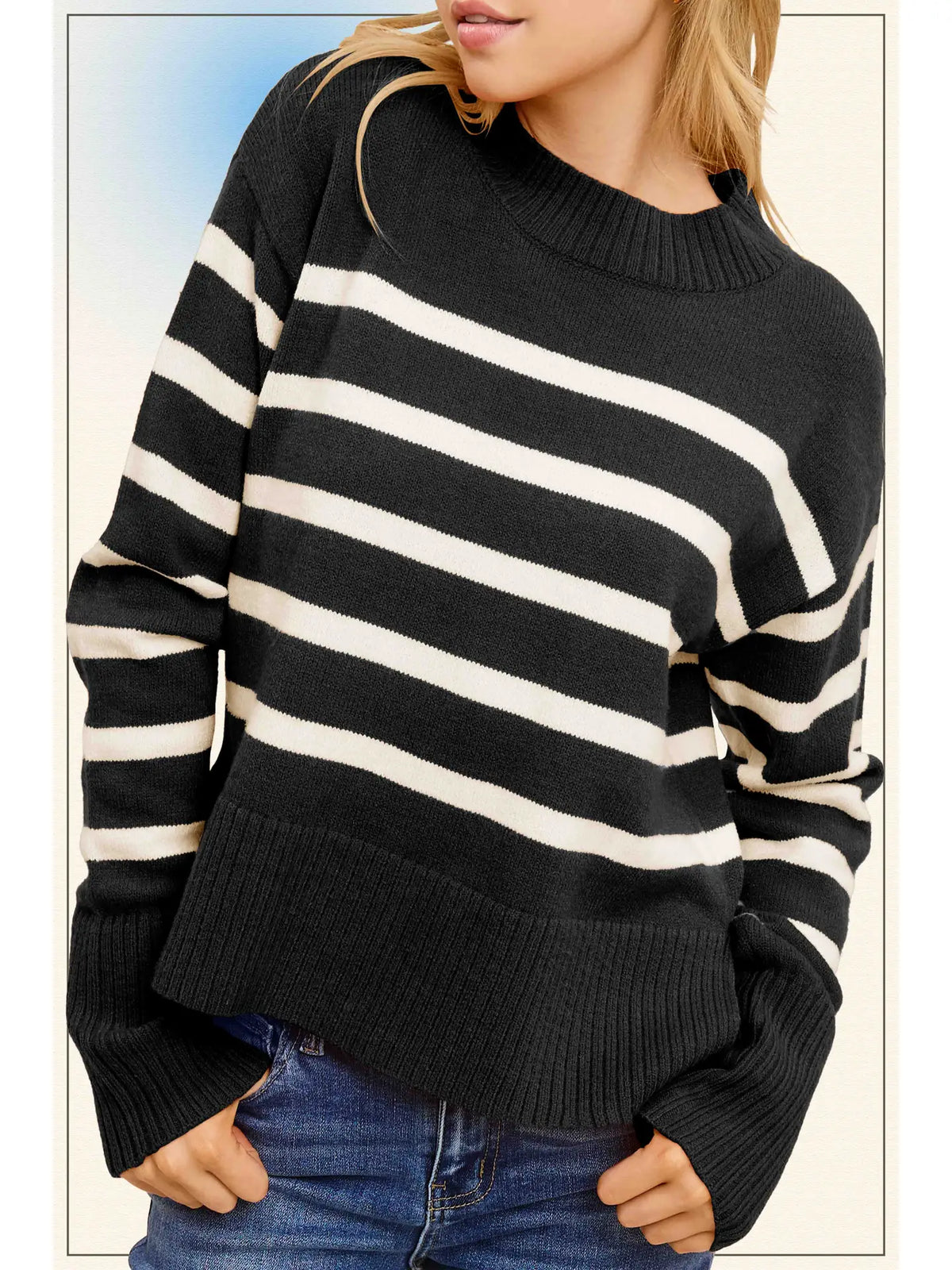 Alani Striped Dolman Sweater  - Oreo
