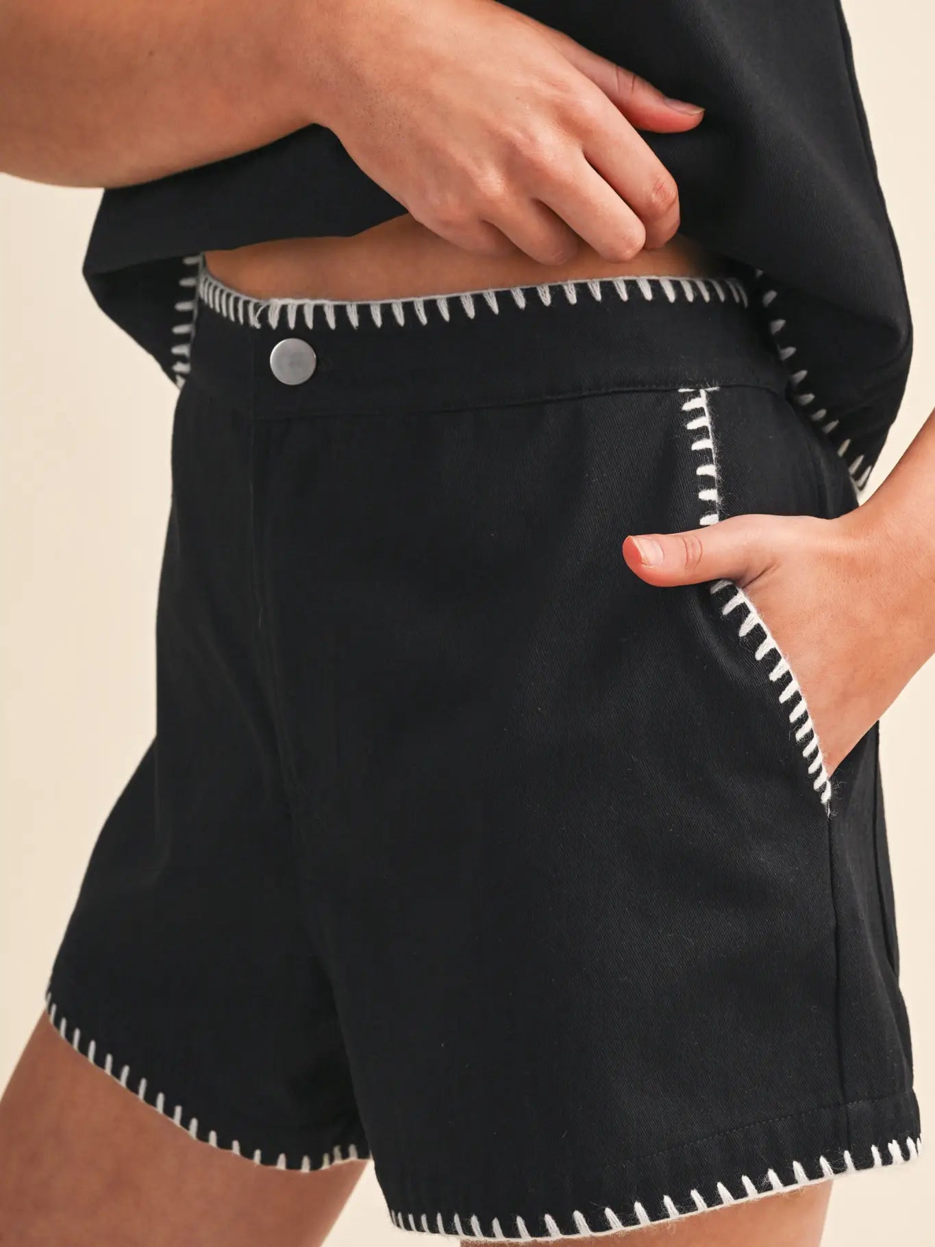 Whipstitch Denim Shorts