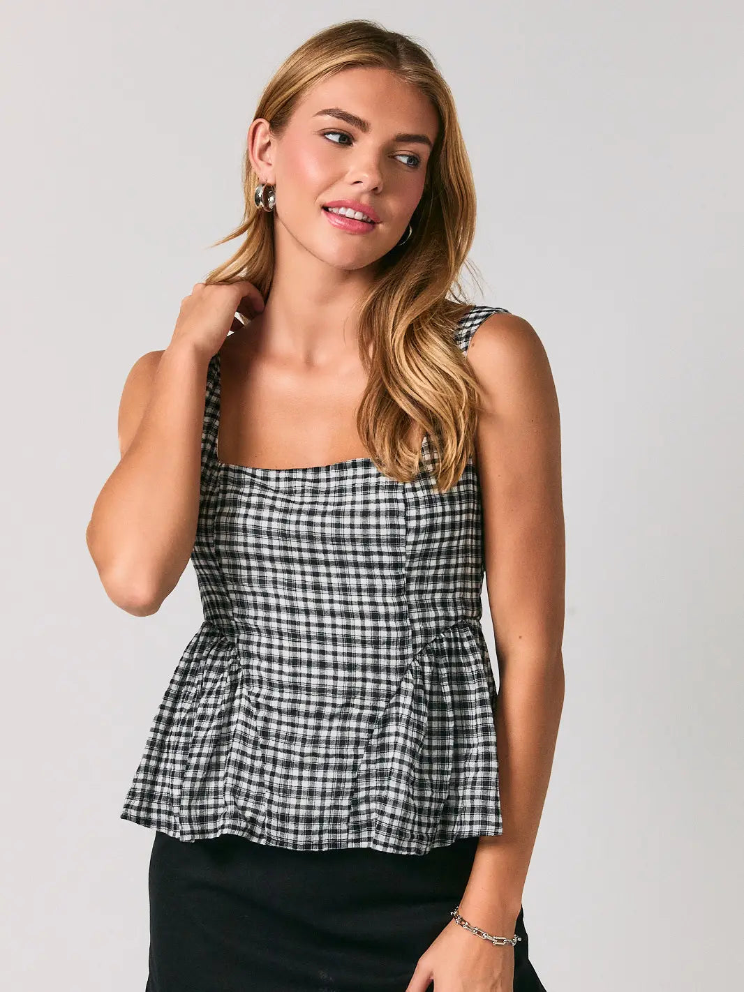 Square Neck Peplum Top