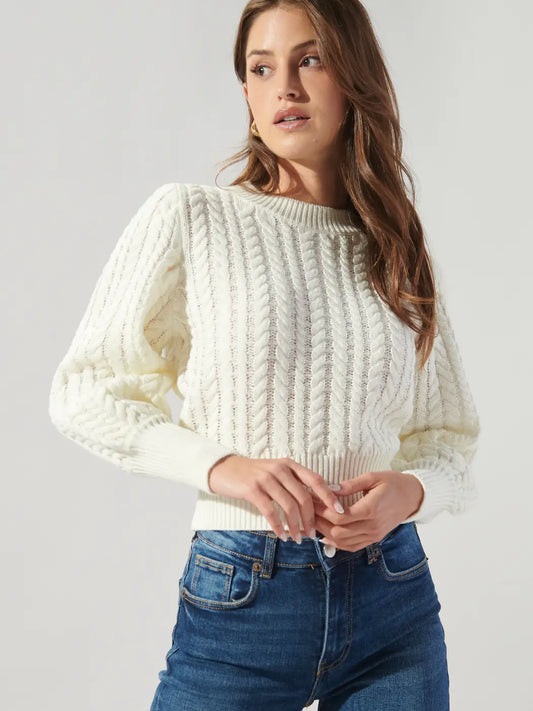 Ashtyn Cable Knit Sweater - Cream