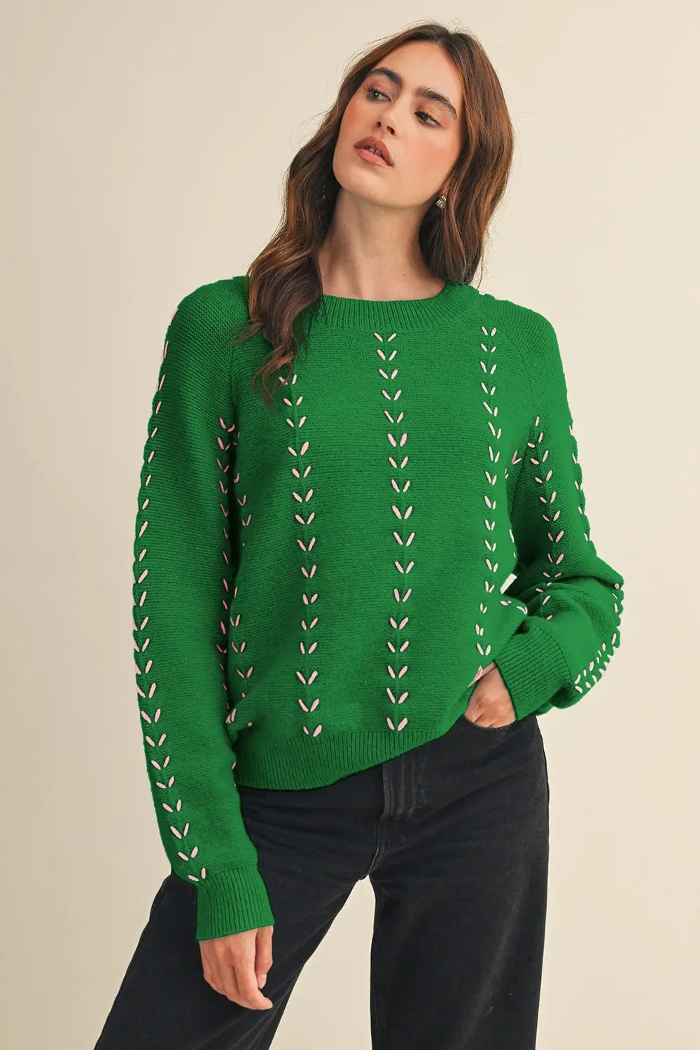 Penelope Embroidered Sweater - Green