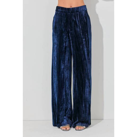 Crushed Velvet Pants - Midnight
