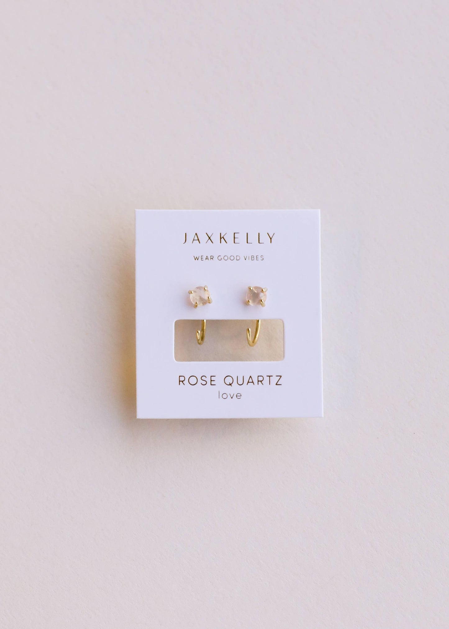 JaxKelly - Huggies - Rose Quartz - Earring