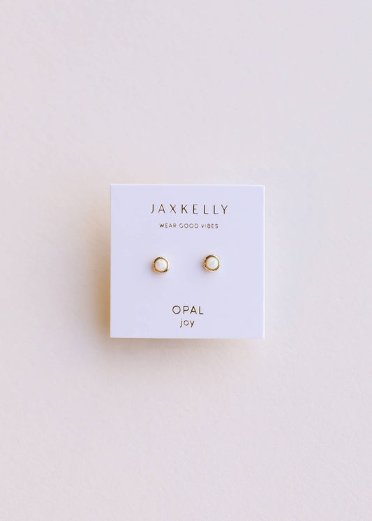 JaxKelly - Simple Stud - White Opal- Earring